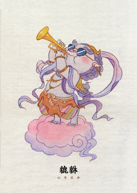 古風(fēng)插畫：神獸樂隊(duì)，非常可愛